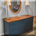 F39. Ethan Allen 7-drawer double dresser. 32&rdquo;h x 57&rdquo;w x 19&rdquo;d 